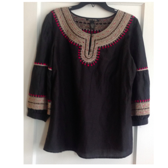 Lucky Brand Tops - Lucky Brand Embroidered Collar Blouse